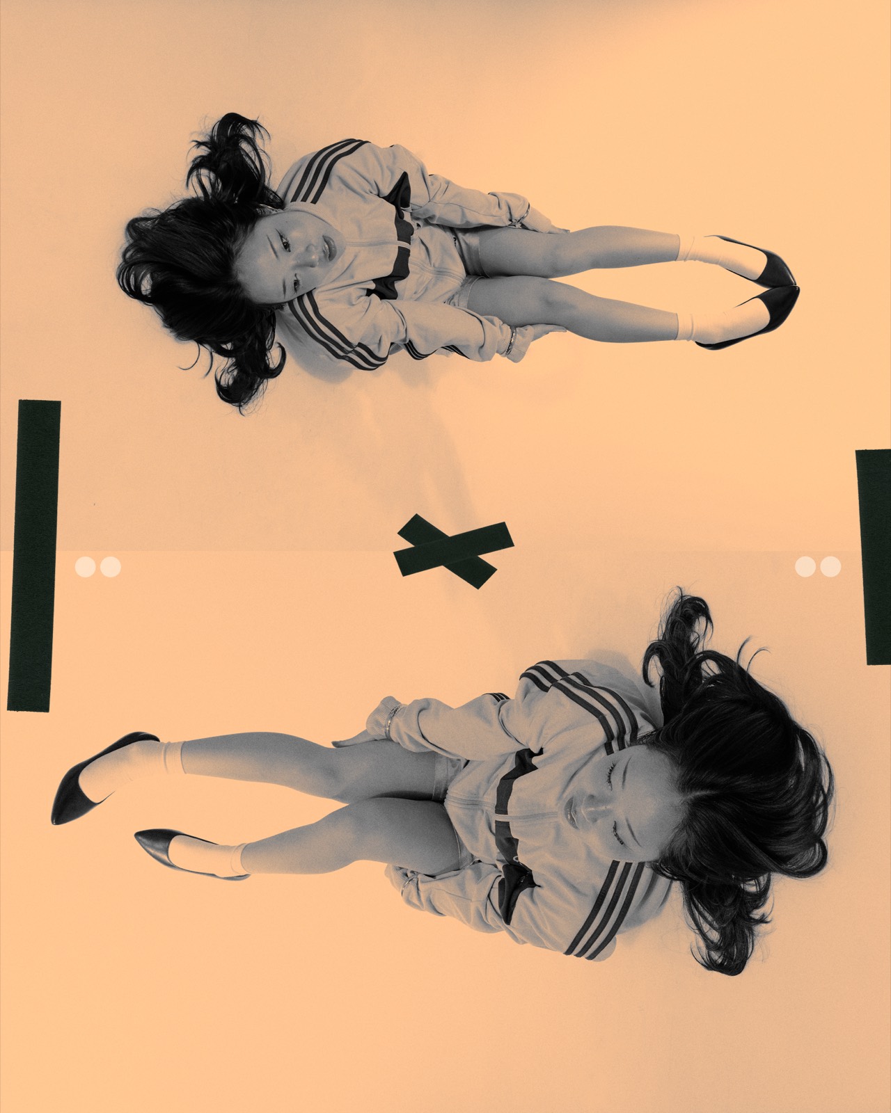 Mirrored studio collage, peach